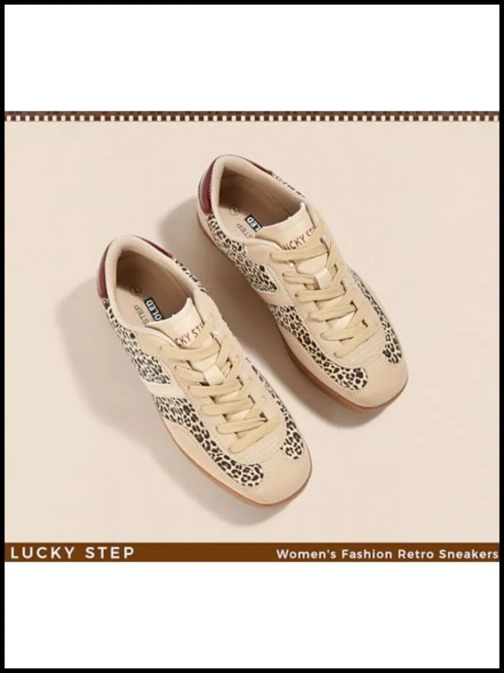 Vintage Retro Sneakers Fashion Casual Walking Shoes Non Slip PU Leather Lace Up
